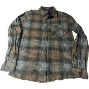 Roark Classic Fit Blue Brown Men's M Flannel Shirt Long Sleeve Button Up